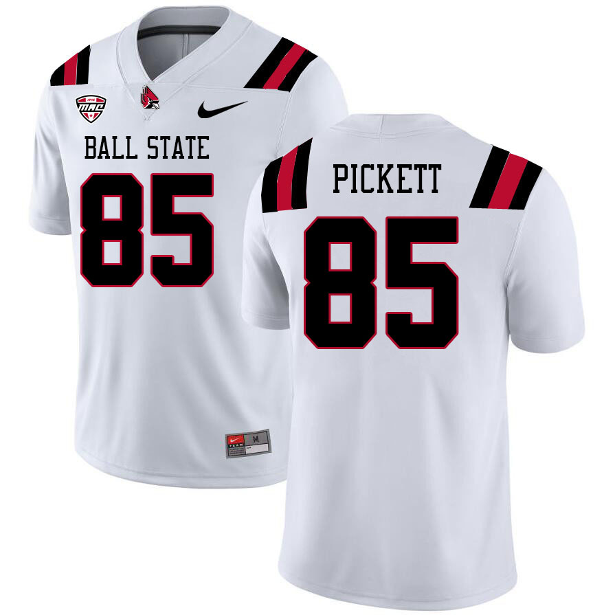 Ball State Cardinals #85 Cam Pickett College Football Jerseys Stitched Sale-White